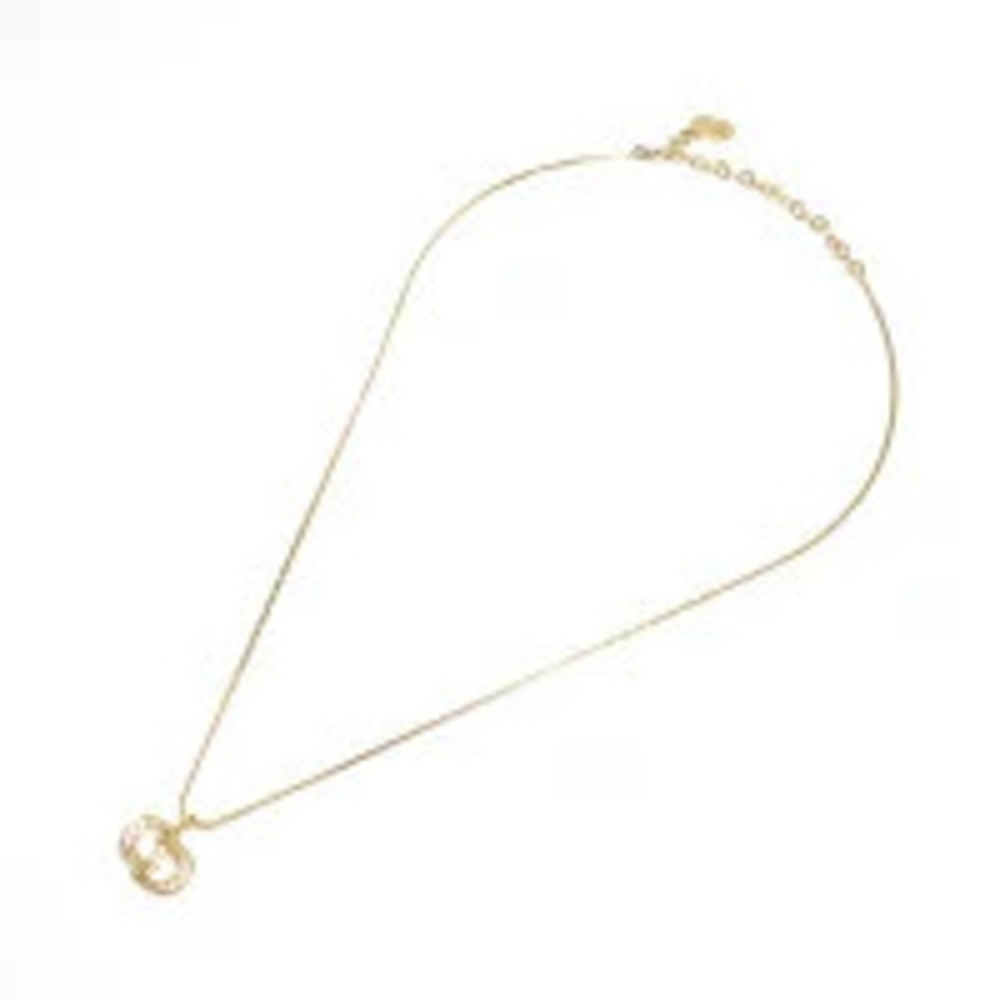 Christian Dior CD Rhinestone Necklace Gold
